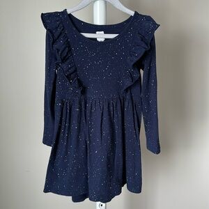 Gap Long Sleeve Ruffle Sparkle Dress XS (4-5)